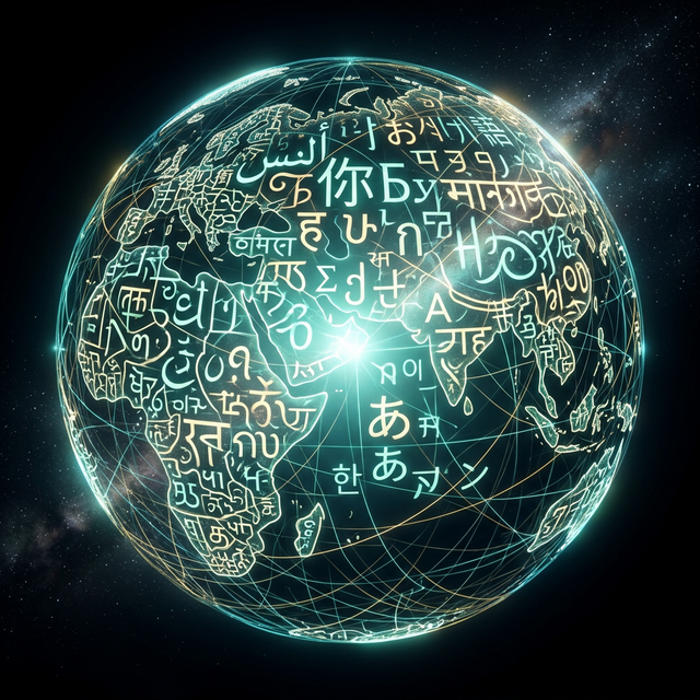 Globe made of world language scripts